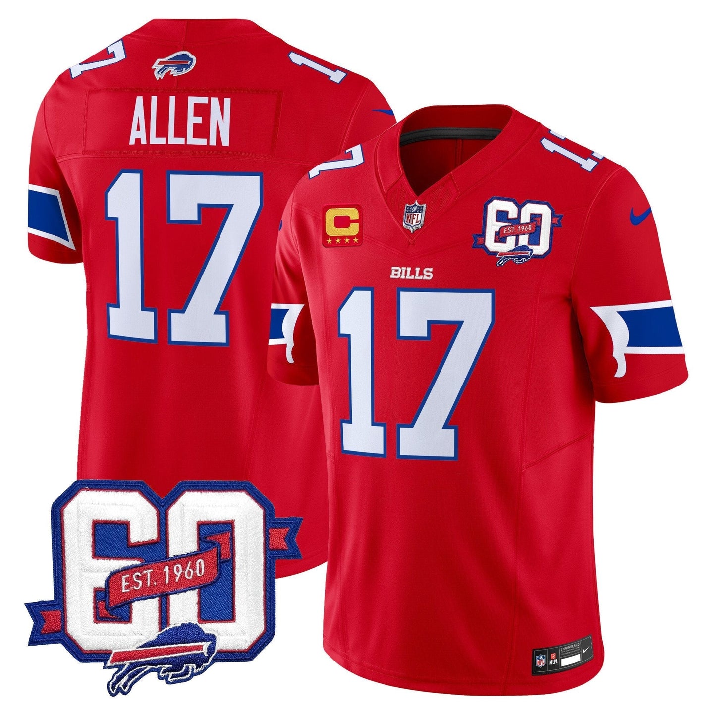 Bills 60th Anniversary Patch Vapor Limited Jersey - All Stitched