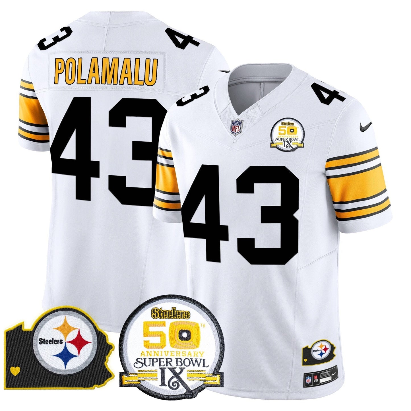 Steelers 50th Anniversary Of Super Bowl IX & Map Patch Vapor Limited Jersey - All Stitched