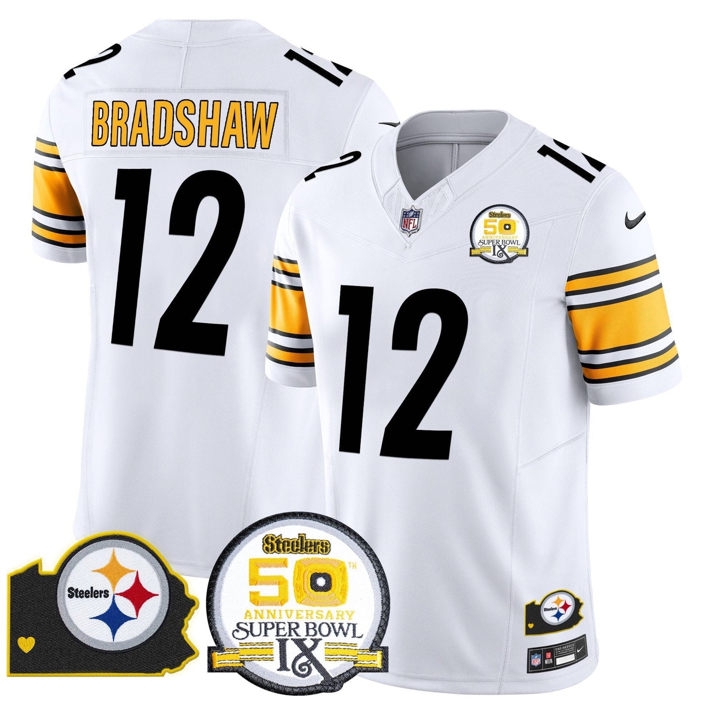 Steelers 50th Anniversary Of Super Bowl IX & Map Patch Vapor Limited Jersey - All Stitched