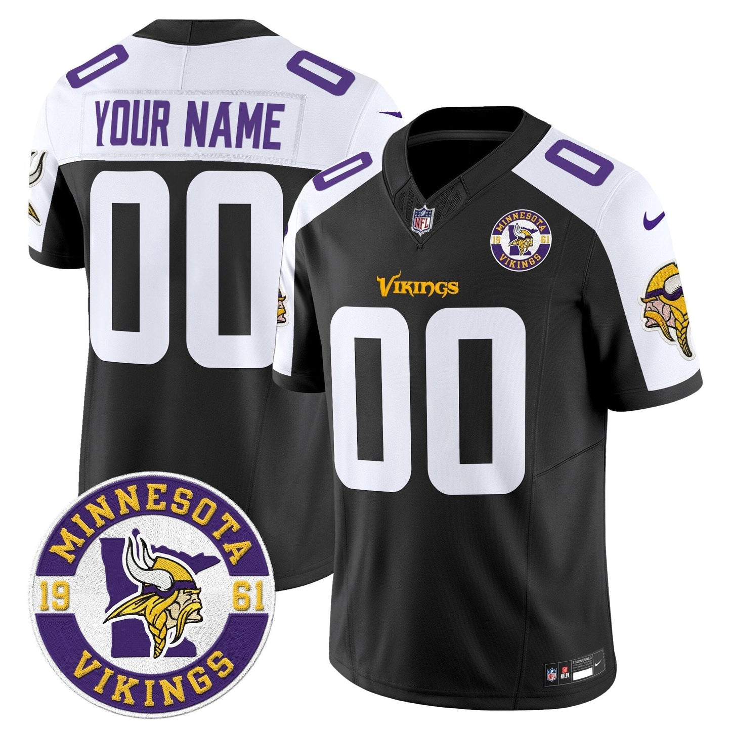 Minnesota Vikings 2024 Vapor Limited Custom Jersey V2 - Est. 1961 Patch - All Stitched