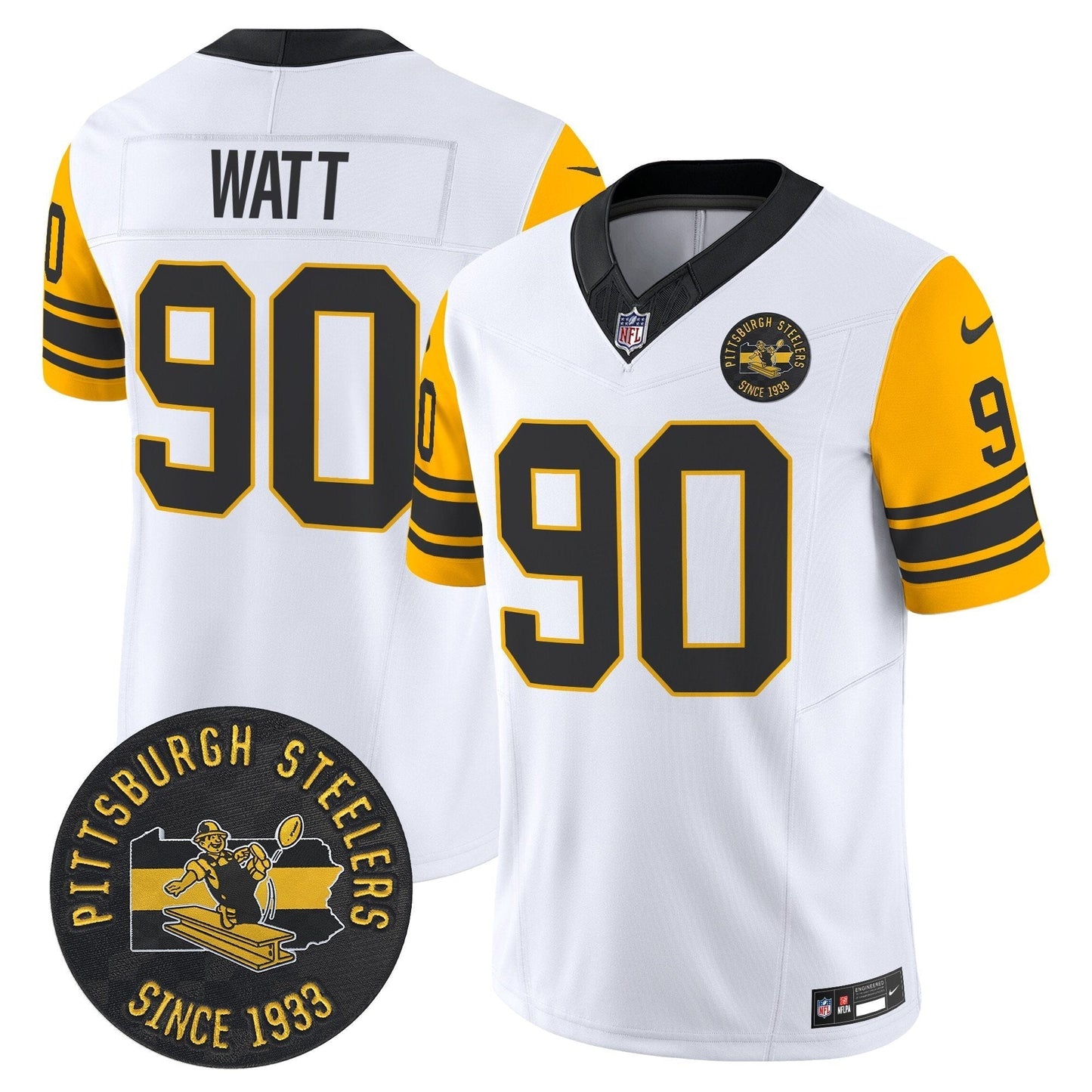 Pittsburgh Steelers Throwback 1962 Vapor Limited Jersey - Est. 1933 Patch - All Stitched