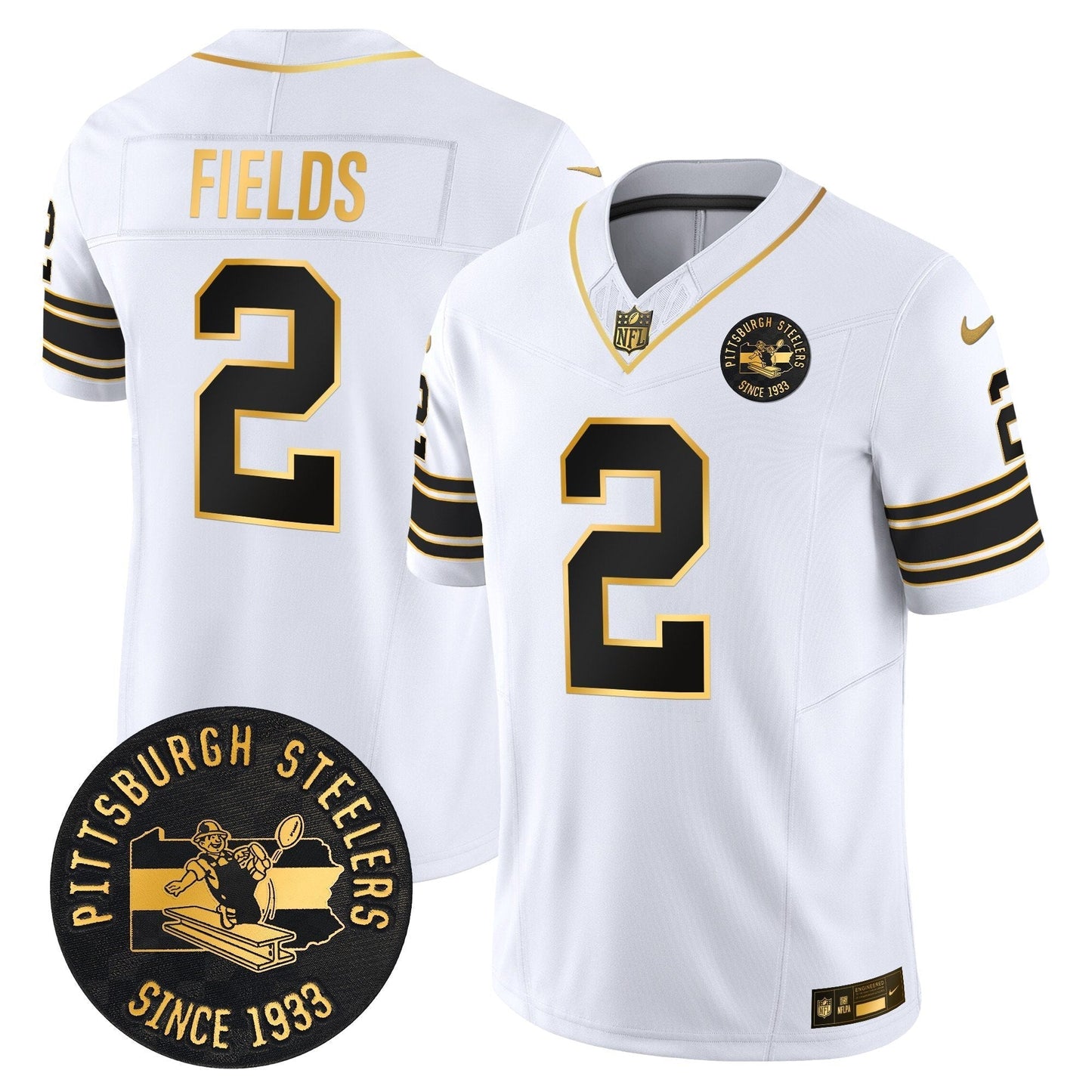 Pittsburgh Steelers Throwback 1933 Patch Gold Vapor Limited Jersey - All Stitched