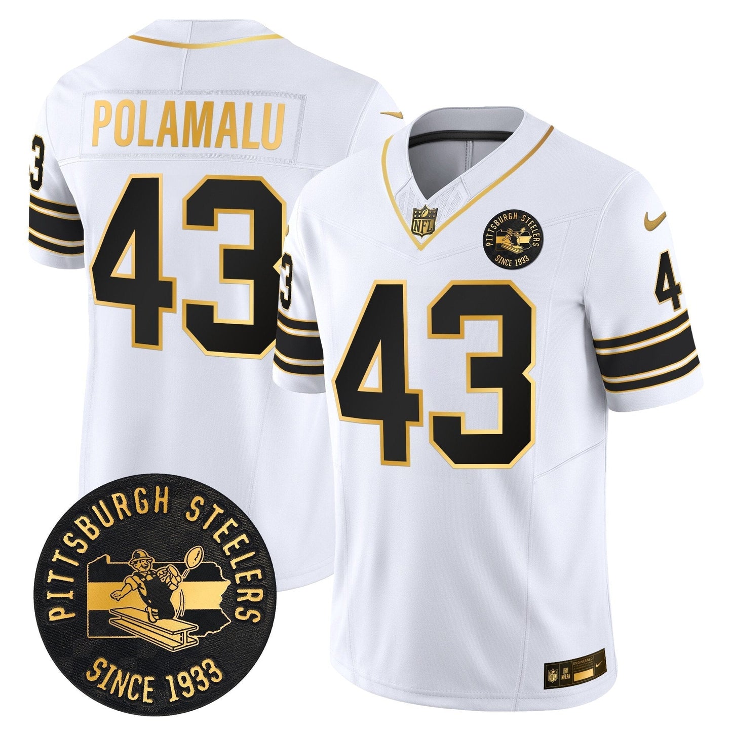 Pittsburgh Steelers Throwback 1933 Patch Gold Vapor Limited Jersey - All Stitched