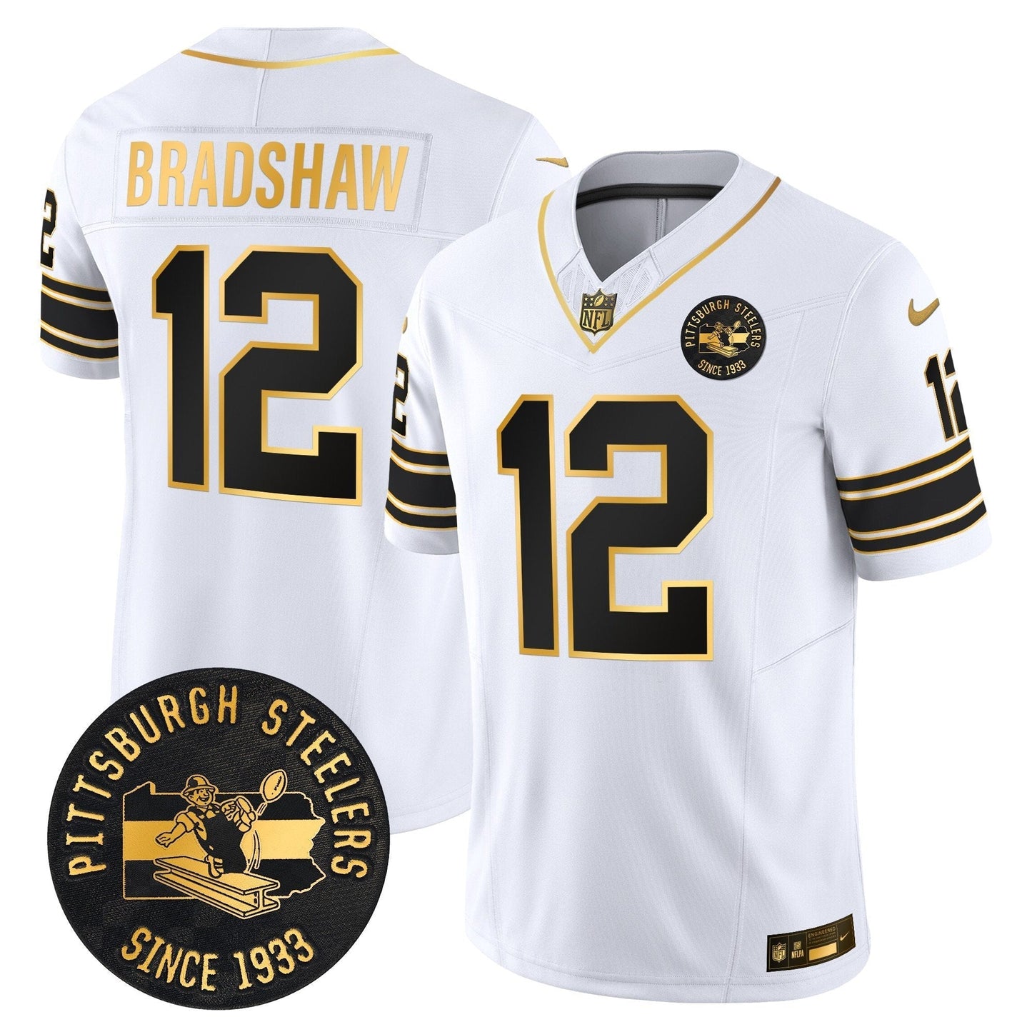 Pittsburgh Steelers Throwback 1933 Patch Gold Vapor Limited Jersey - All Stitched