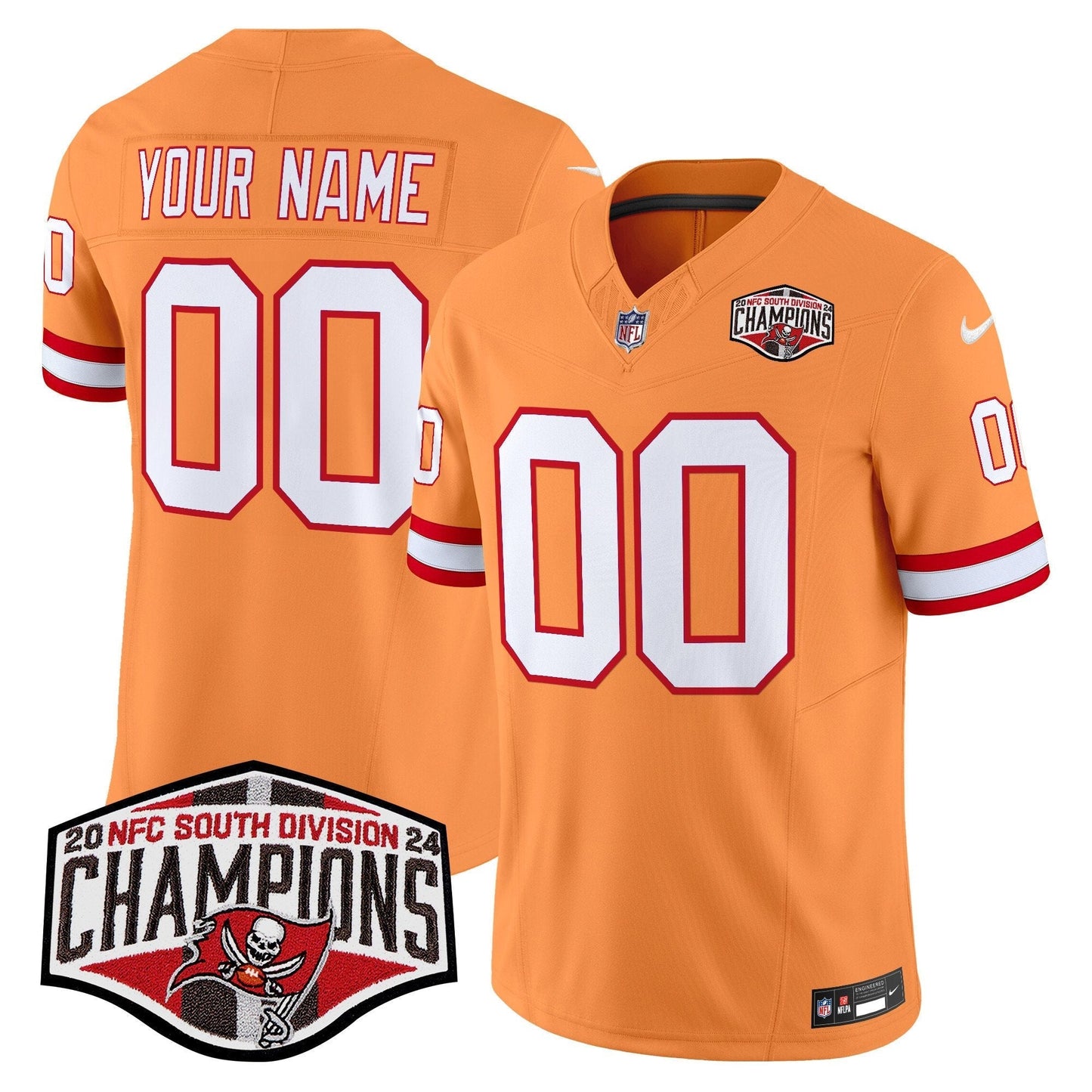 Tampa Bay Buccaneers Throwback 2024 NFC South Division Champions Patch Vapor Limited Custom Jersey - All Stitched