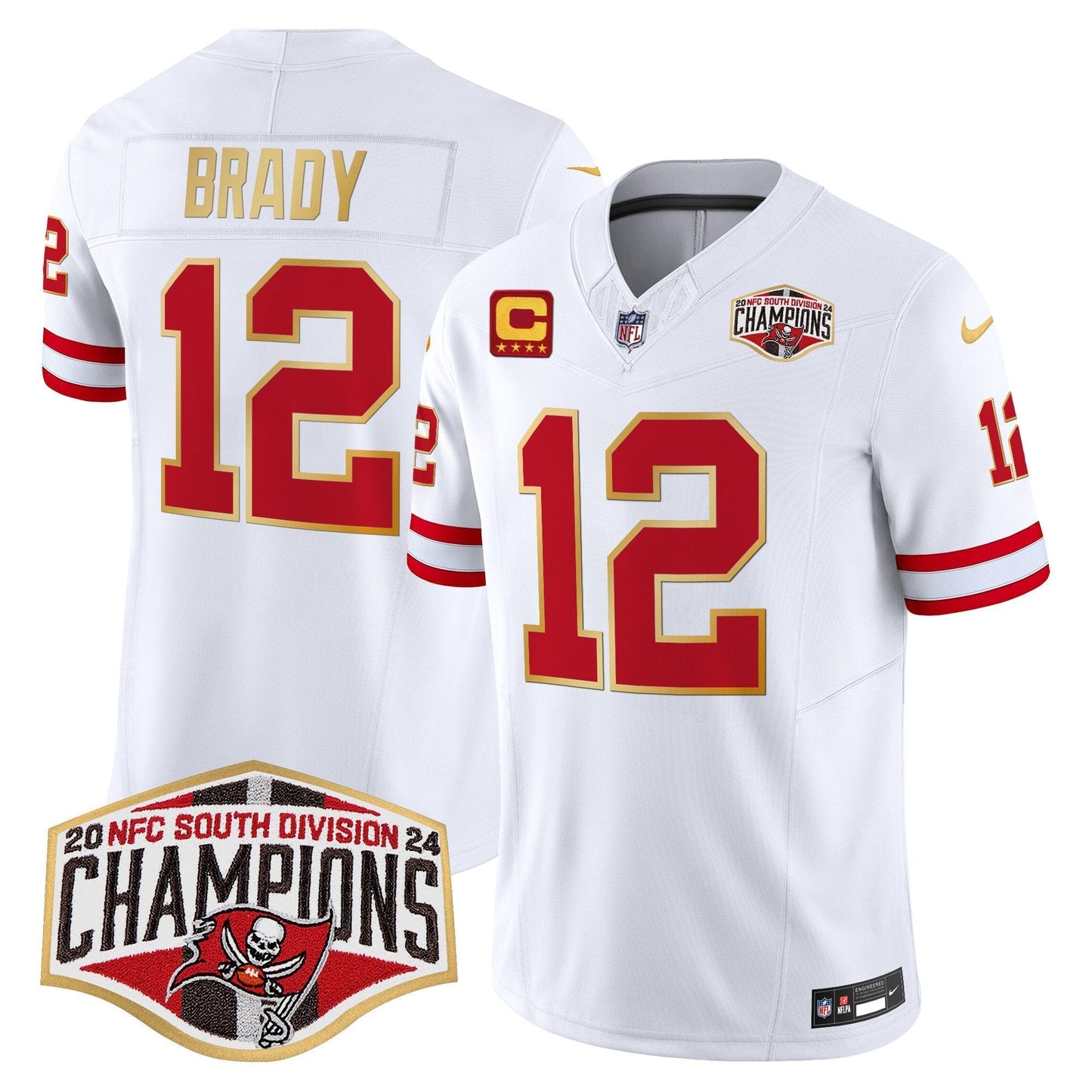 Buccaneers Creamsicle 2024 NFC South Division Champions Patch Gold Trim Vapor Limited Jersey - All Stitched