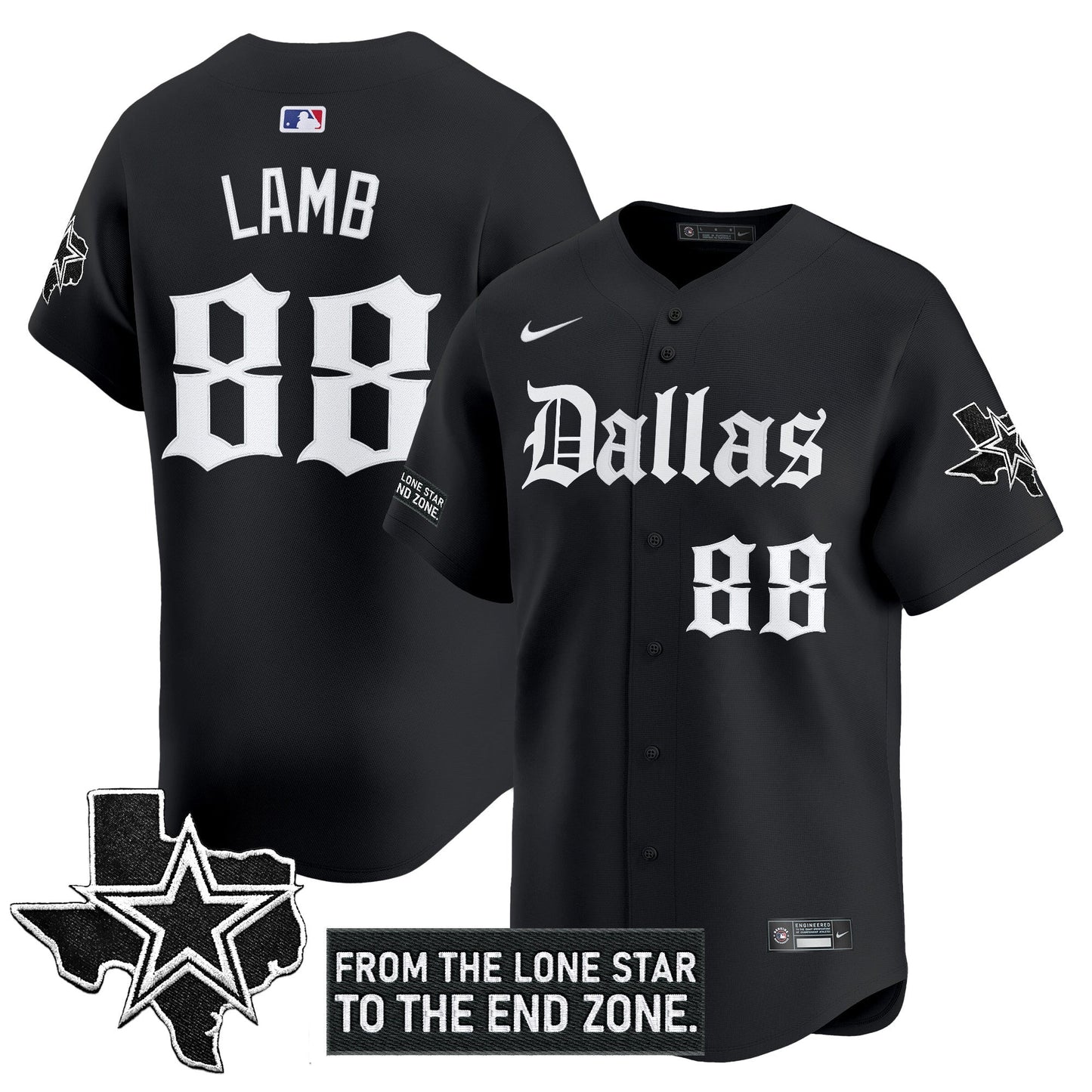 Dallas Cowboys 'Gothic Lone Star Edition' Vapor Baseball Jersey - All Stitched