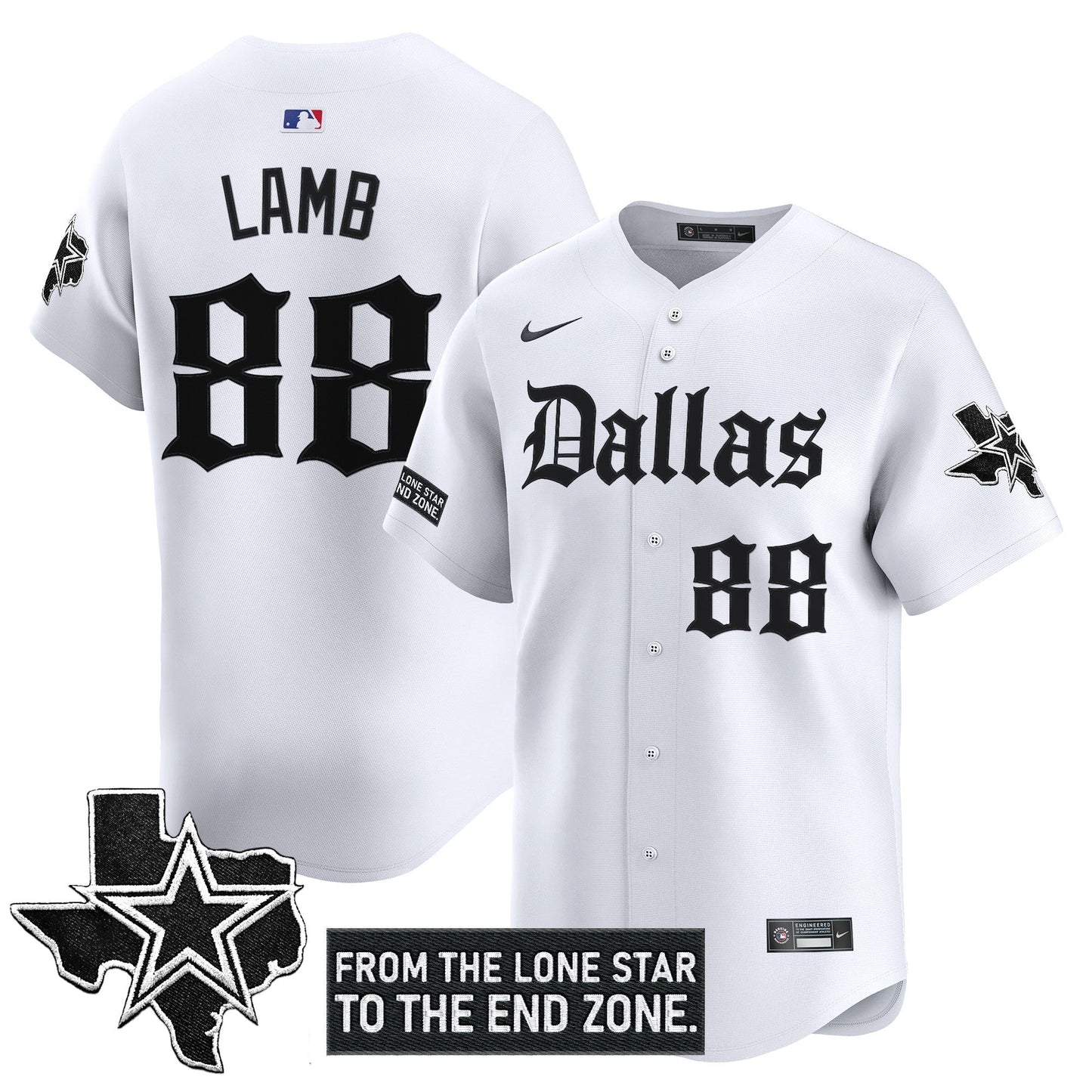 Dallas Cowboys 'Gothic Lone Star Edition' Vapor Baseball Jersey - All Stitched