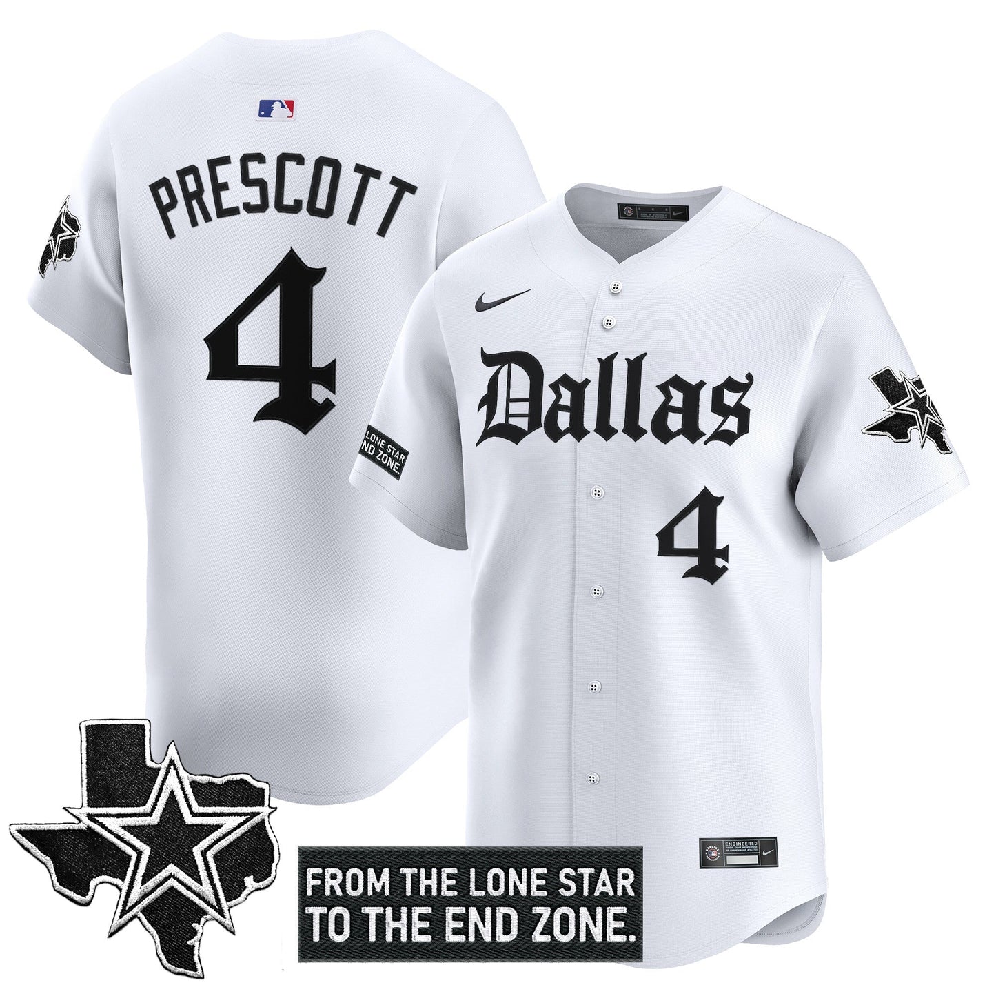 Dallas Cowboys 'Gothic Lone Star Edition' Vapor Baseball Jersey - All Stitched