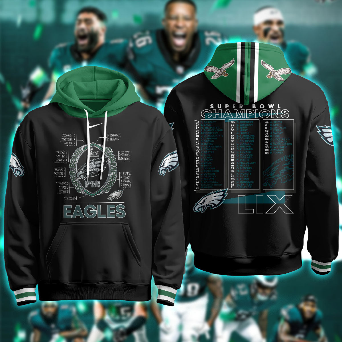 Philadelphia Eagles Super Bowl LIX Champions Hoodie - Printed