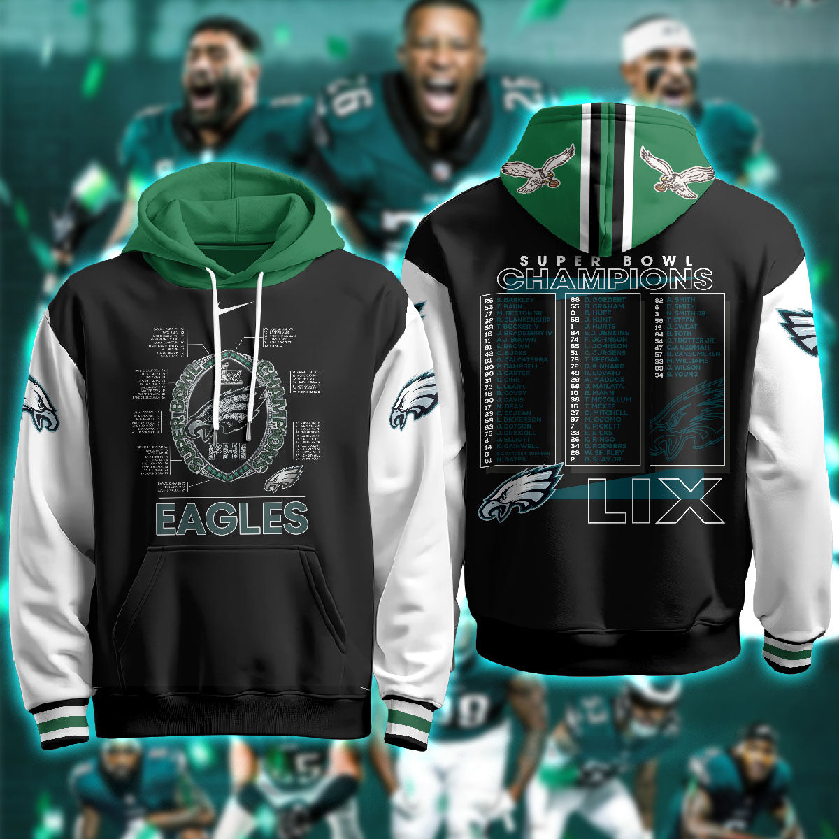 Philadelphia Eagles Super Bowl LIX Champions Hoodie - Printed