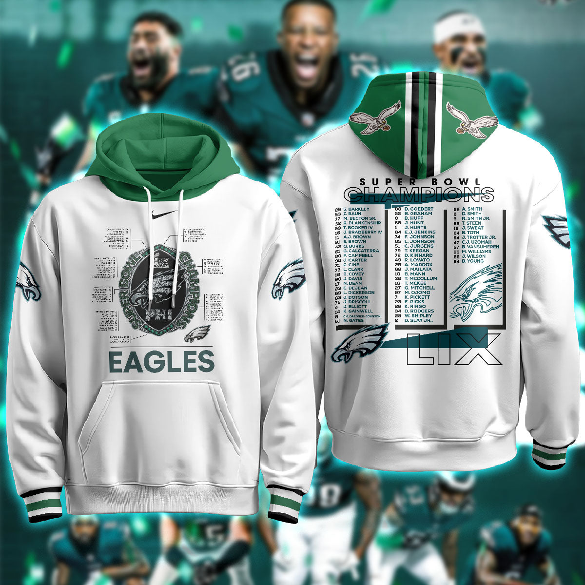 Philadelphia Eagles Super Bowl LIX Champions Hoodie - Printed