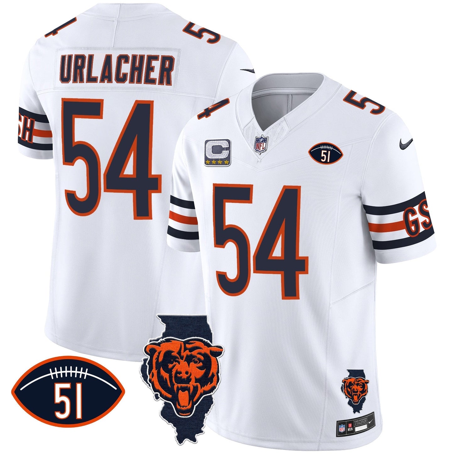 Bears Illinois Patch Vapor Jersey - All Stitched