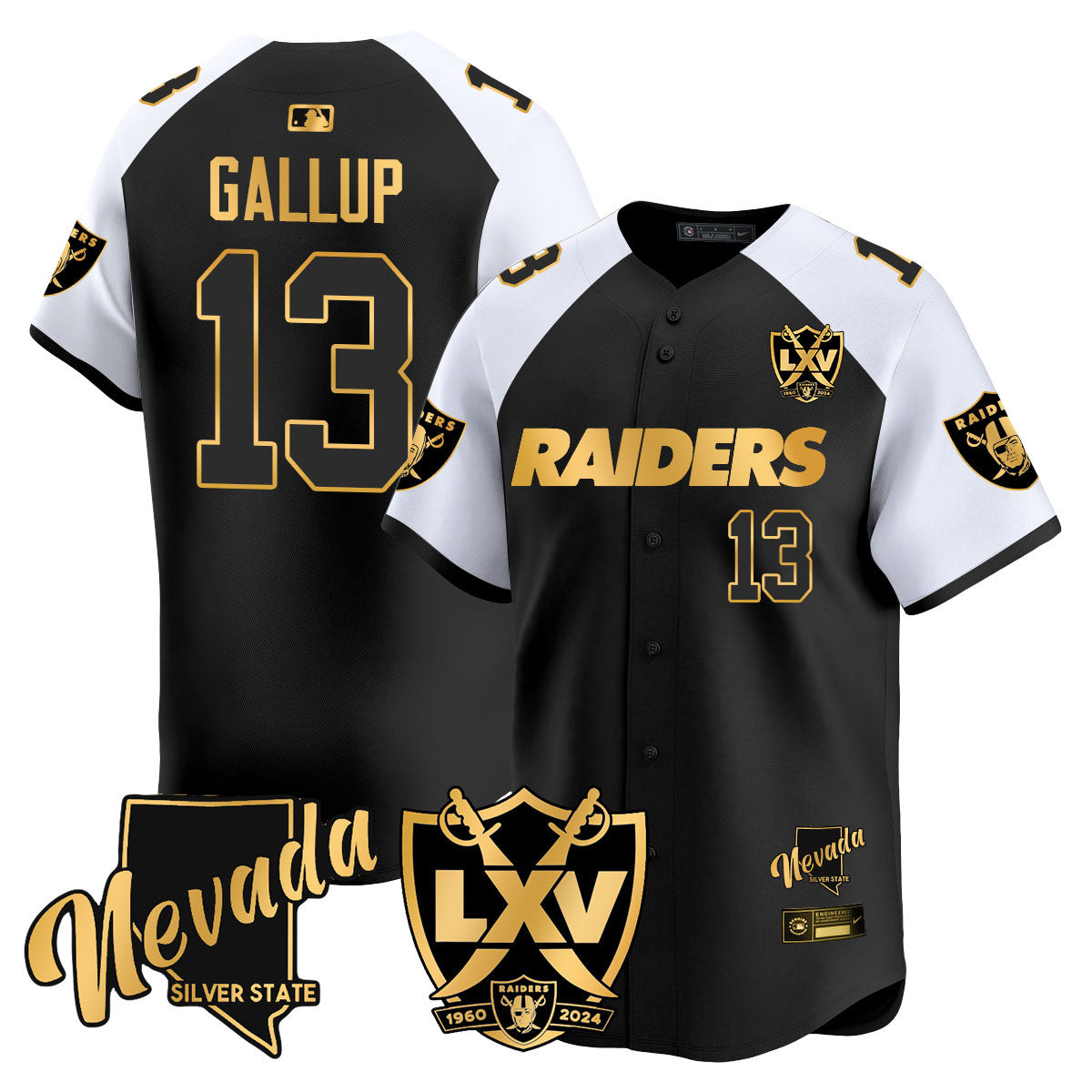 Raiders 2024 Baseball Limited Gold Jersey - 65th Anniversary - All Stitched