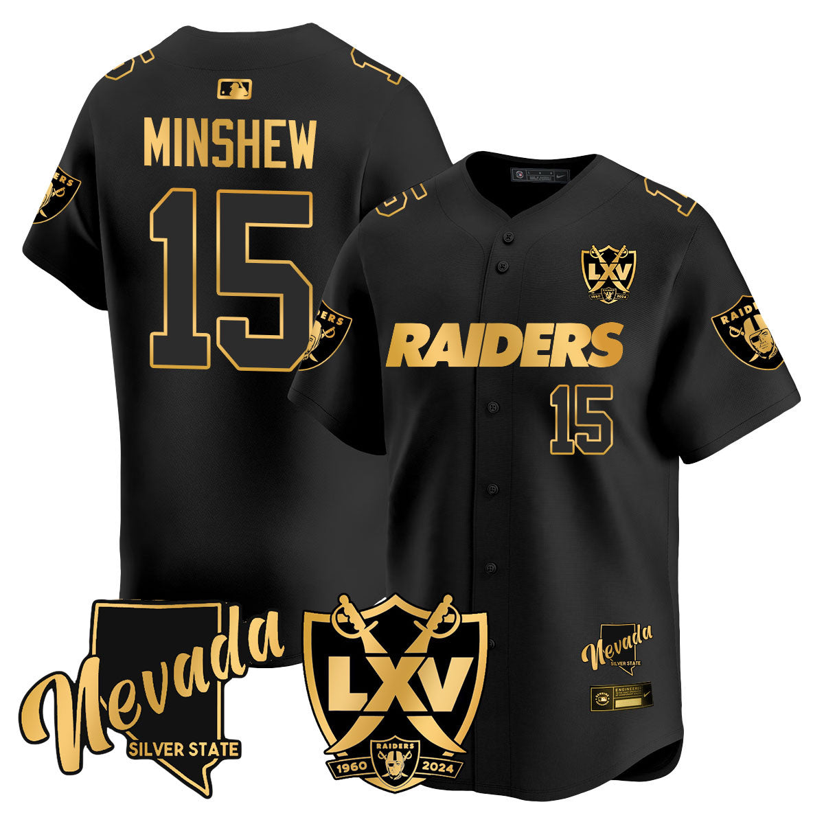 Raiders 2024 Baseball Limited Gold Jersey - 65th Anniversary - All Stitched