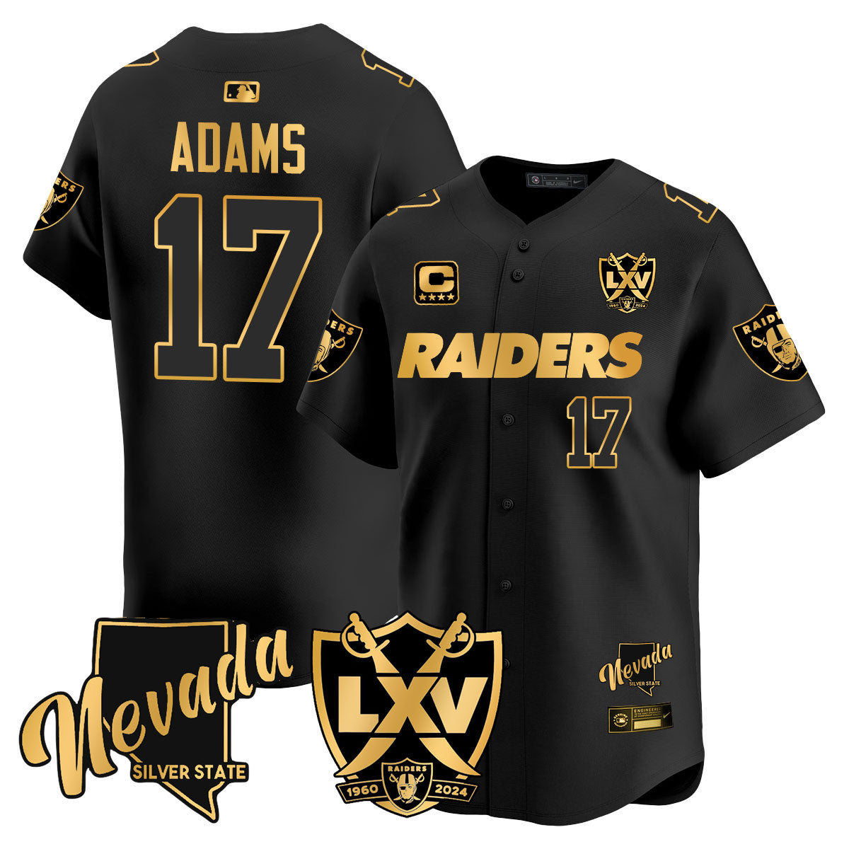 Raiders 2024 Baseball Limited Gold Jersey - 65th Anniversary - All Stitched