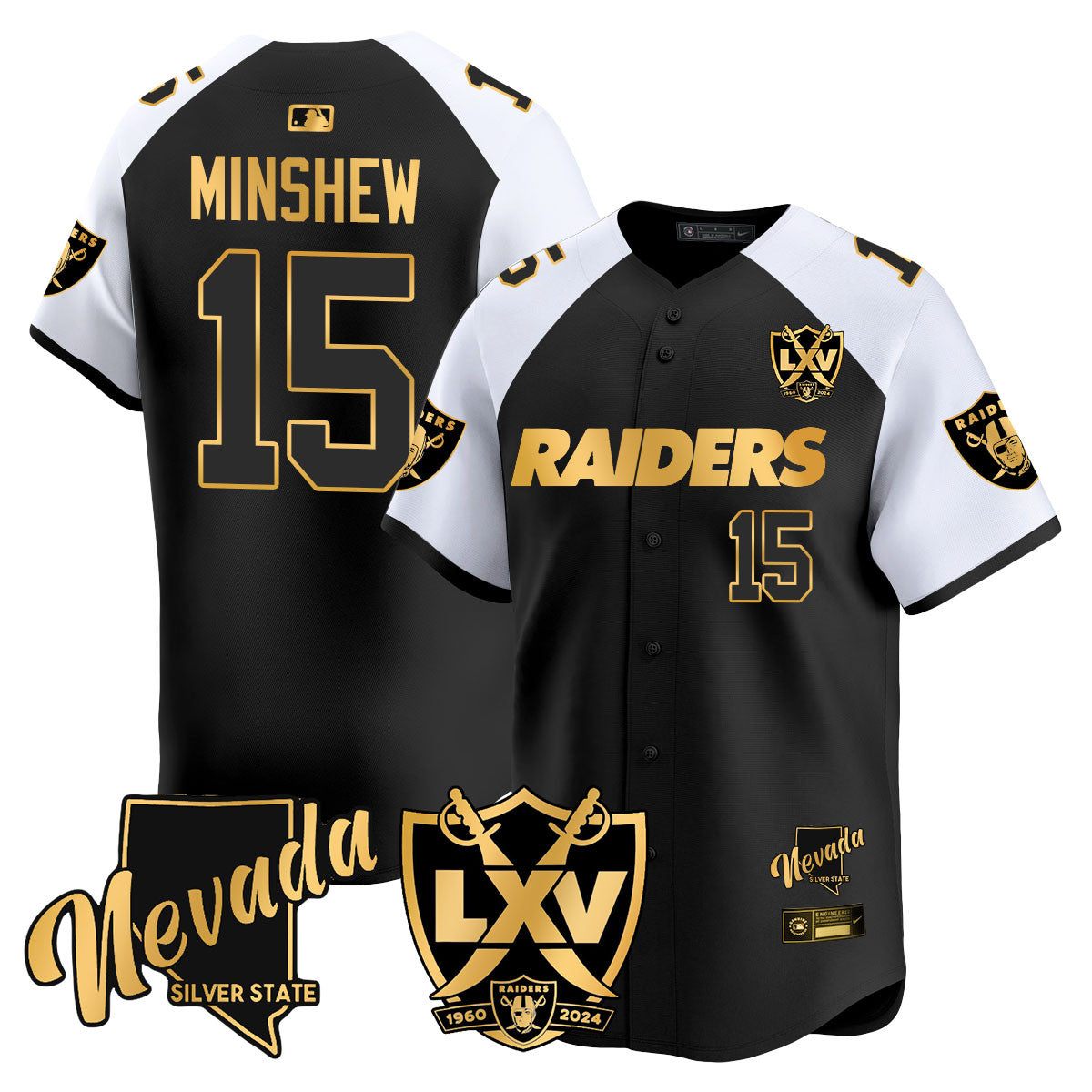 Raiders 2024 Baseball Limited Gold Jersey - 65th Anniversary - All Stitched