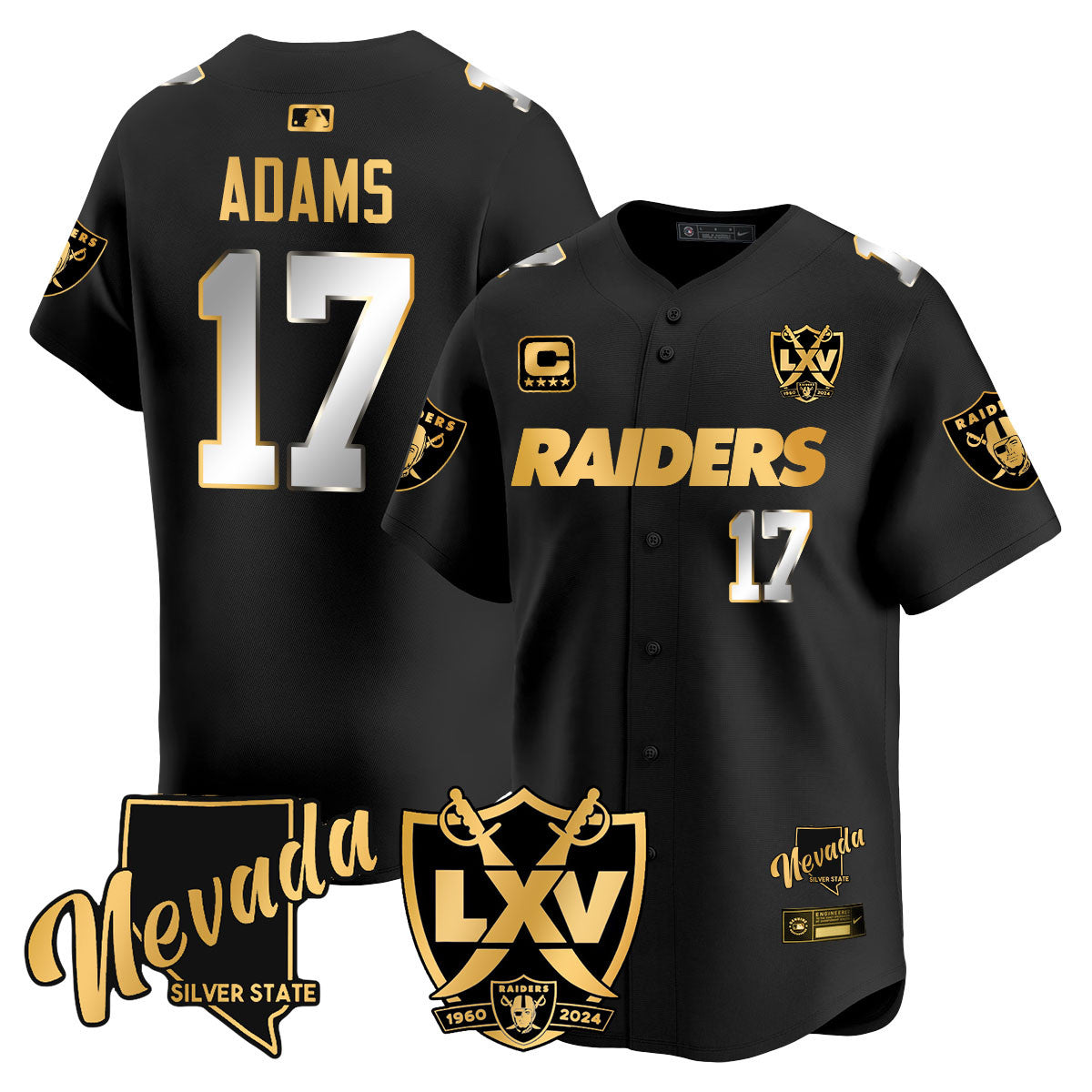 Raiders 2024 Baseball Limited Gold Jersey - 65th Anniversary - All Stitched