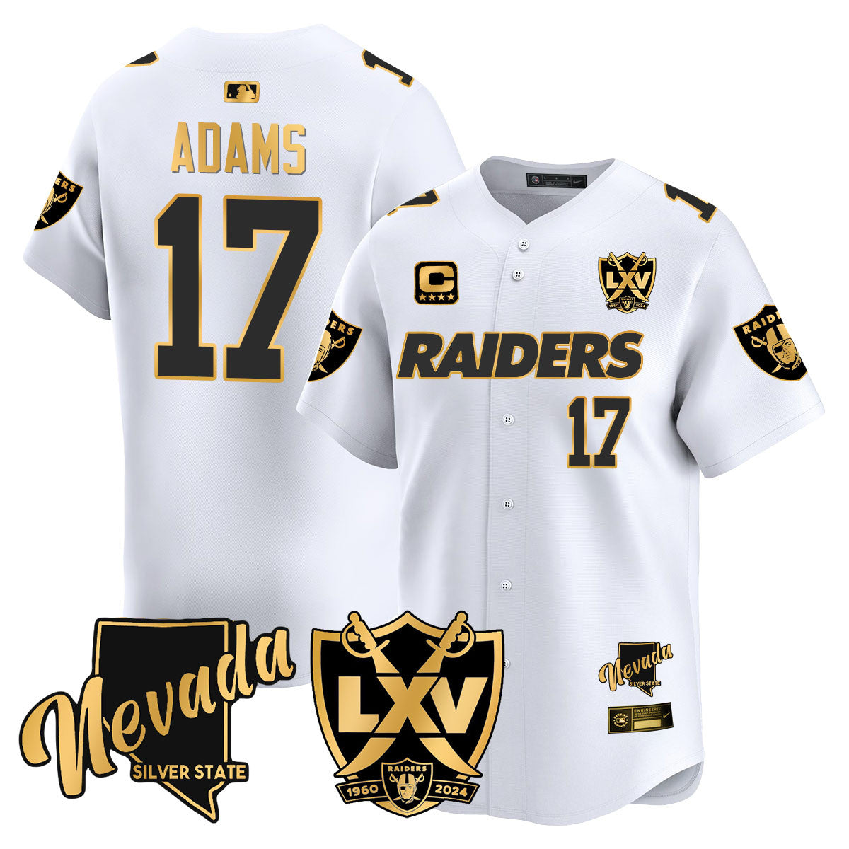 Raiders 2024 Baseball Limited Gold Jersey - 65th Anniversary - All Stitched