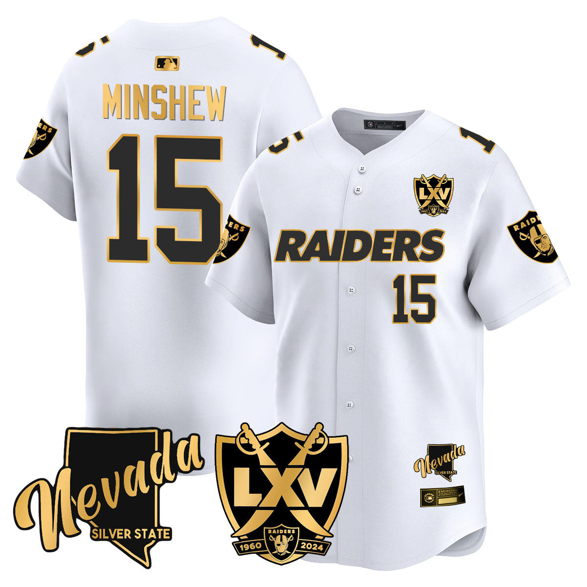 Raiders 2024 Baseball Limited Gold Jersey - 65th Anniversary - All Stitched