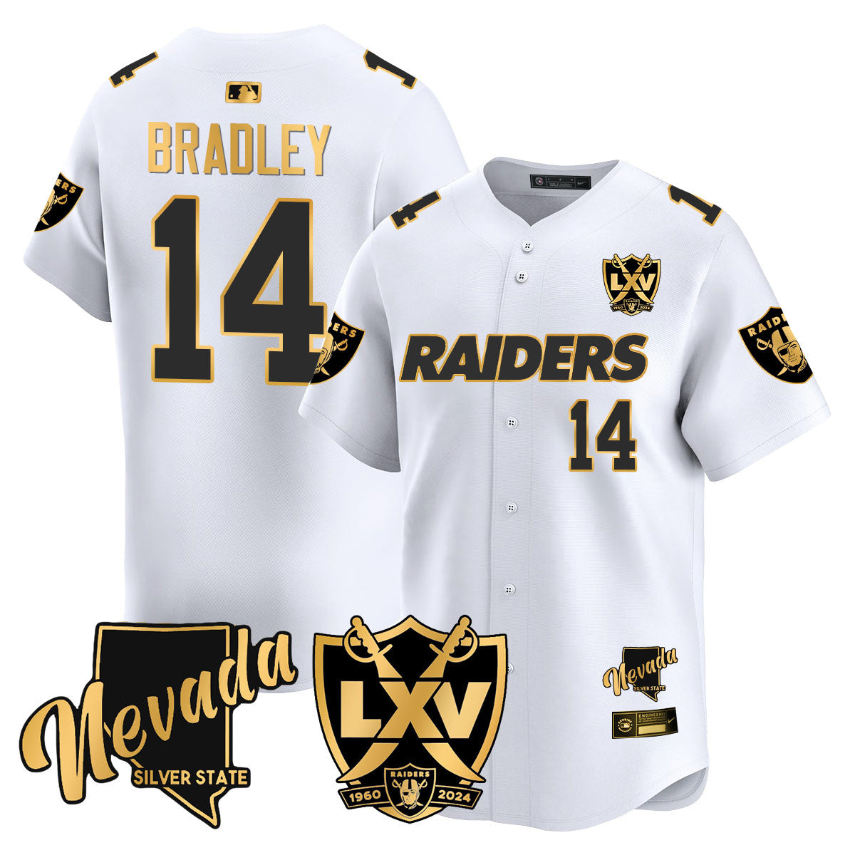Raiders 2024 Baseball Limited Gold Jersey - 65th Anniversary - All Stitched