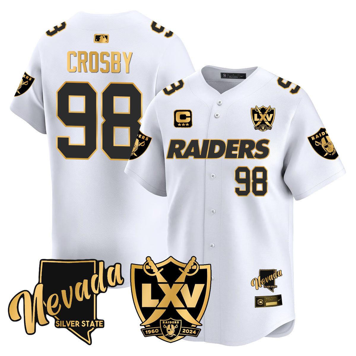 Raiders 2024 Baseball Limited Gold Jersey - 65th Anniversary - All Stitched