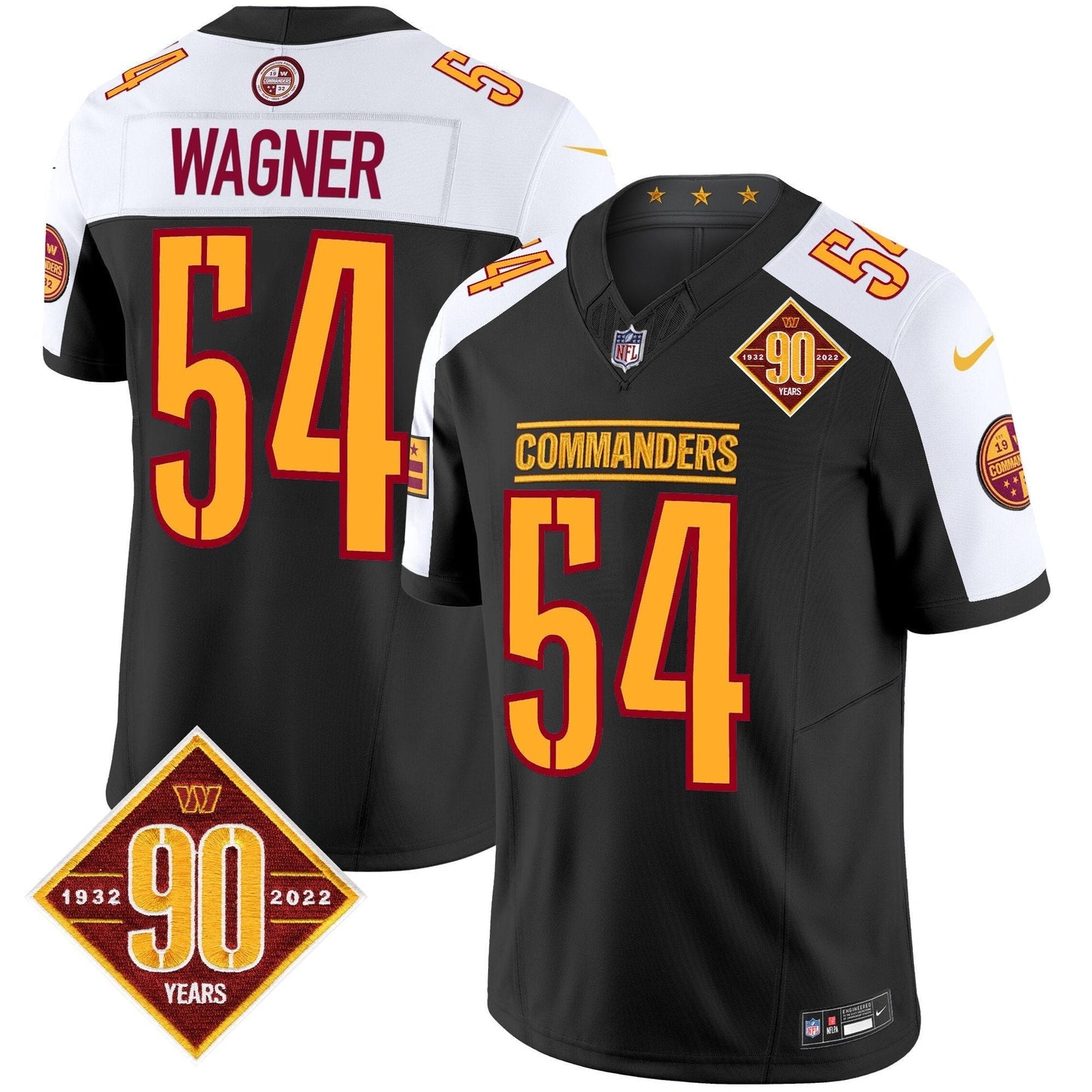 Washington Commanders 90th Anniversary Patch Vapor Limited Jersey - All Stitched