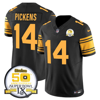 Steelers 50th Anniversary Of Super Bowl IX Patch Vapor Limited Jersey - All Stitched
