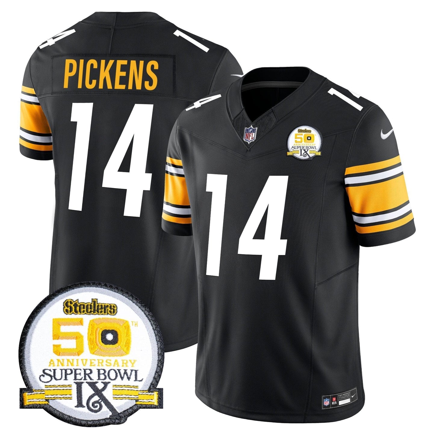 Steelers 50th Anniversary Of Super Bowl IX Patch Vapor Limited Jersey - All Stitched