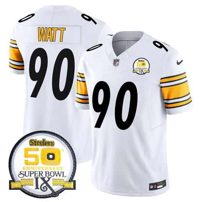 Steelers 50th Anniversary Of Super Bowl IX Patch Vapor Limited Jersey - All Stitched