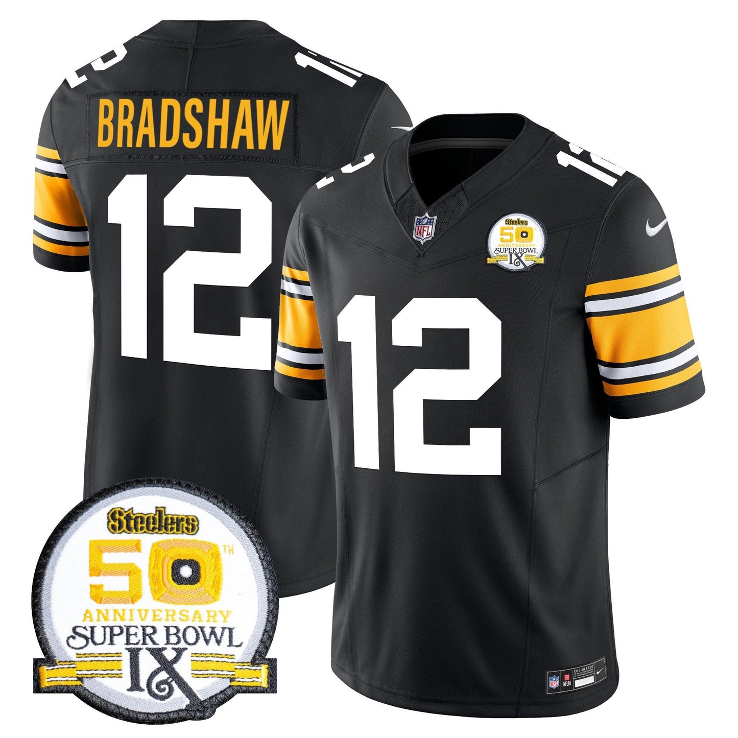 Steelers 50th Anniversary Of Super Bowl IX Patch Vapor Limited Jersey - All Stitched