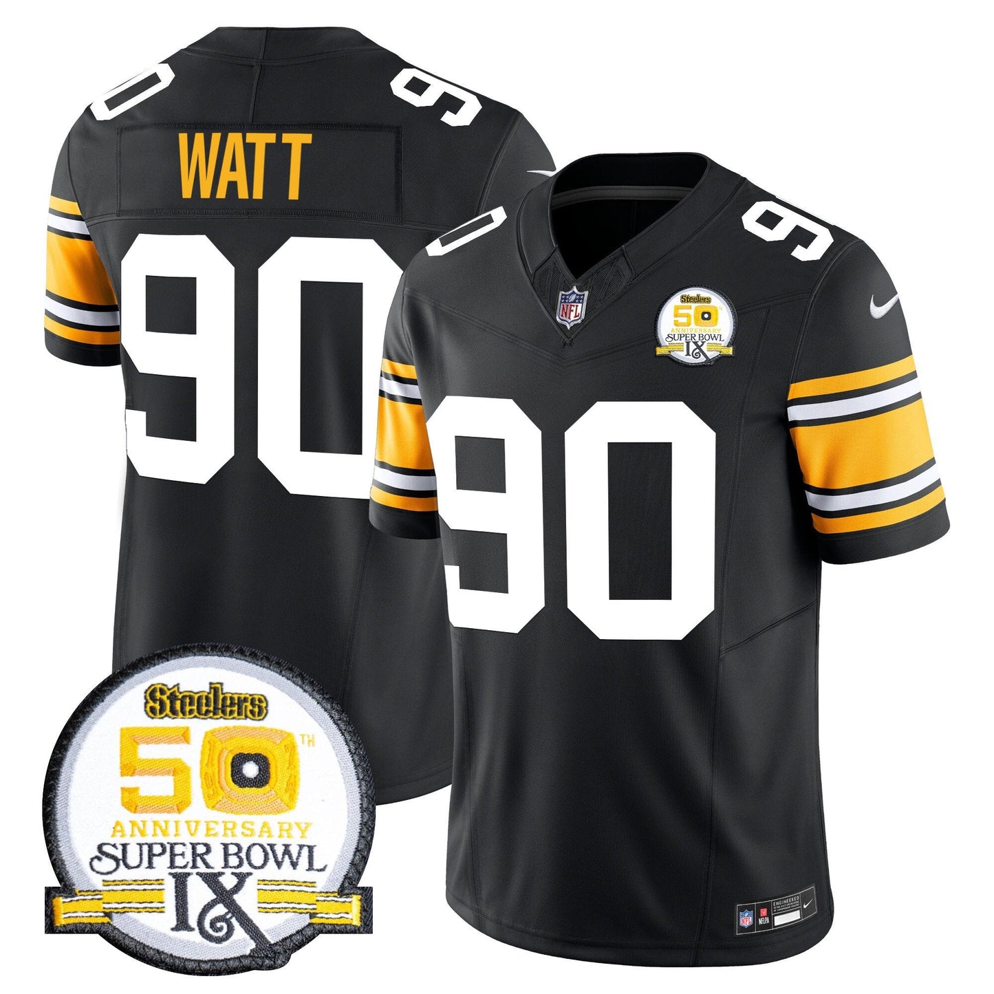 Steelers 50th Anniversary Of Super Bowl IX Patch Vapor Limited Jersey - All Stitched