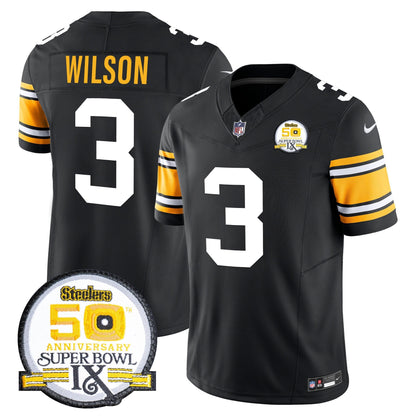 Steelers 50th Anniversary Of Super Bowl IX Patch Vapor Limited Jersey - All Stitched