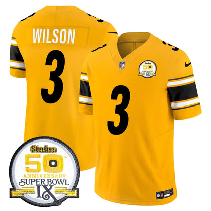 Steelers 50th Anniversary Of Super Bowl IX Patch Vapor Limited Jersey - All Stitched