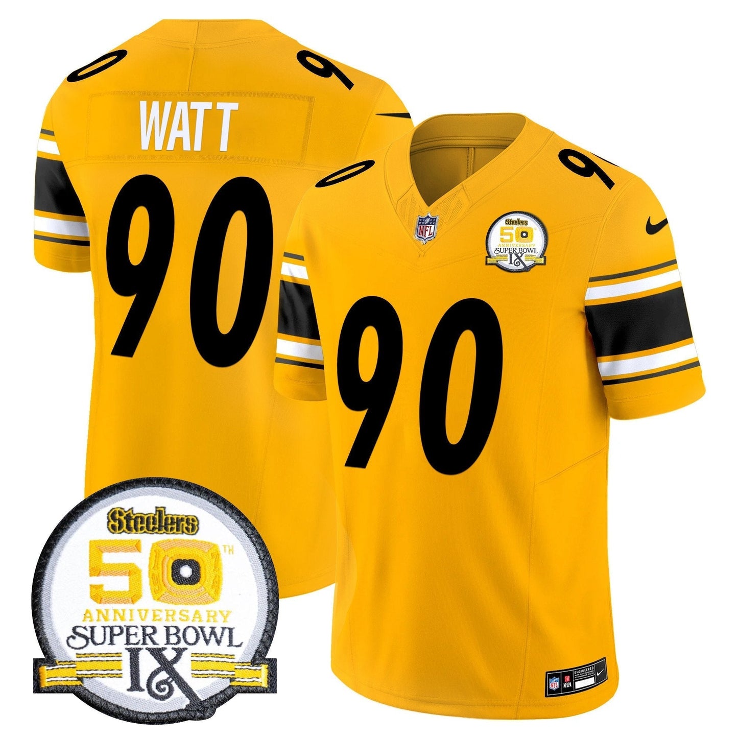 Steelers 50th Anniversary Of Super Bowl IX Patch Vapor Limited Jersey - All Stitched
