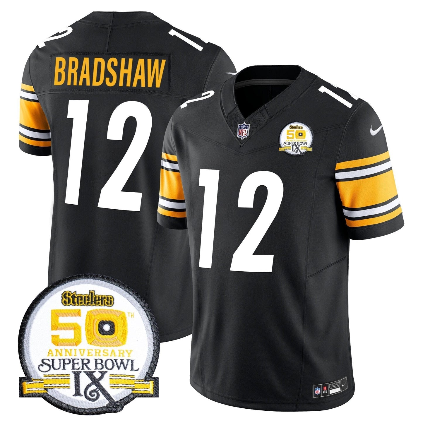 Steelers 50th Anniversary Of Super Bowl IX Patch Vapor Limited Jersey - All Stitched