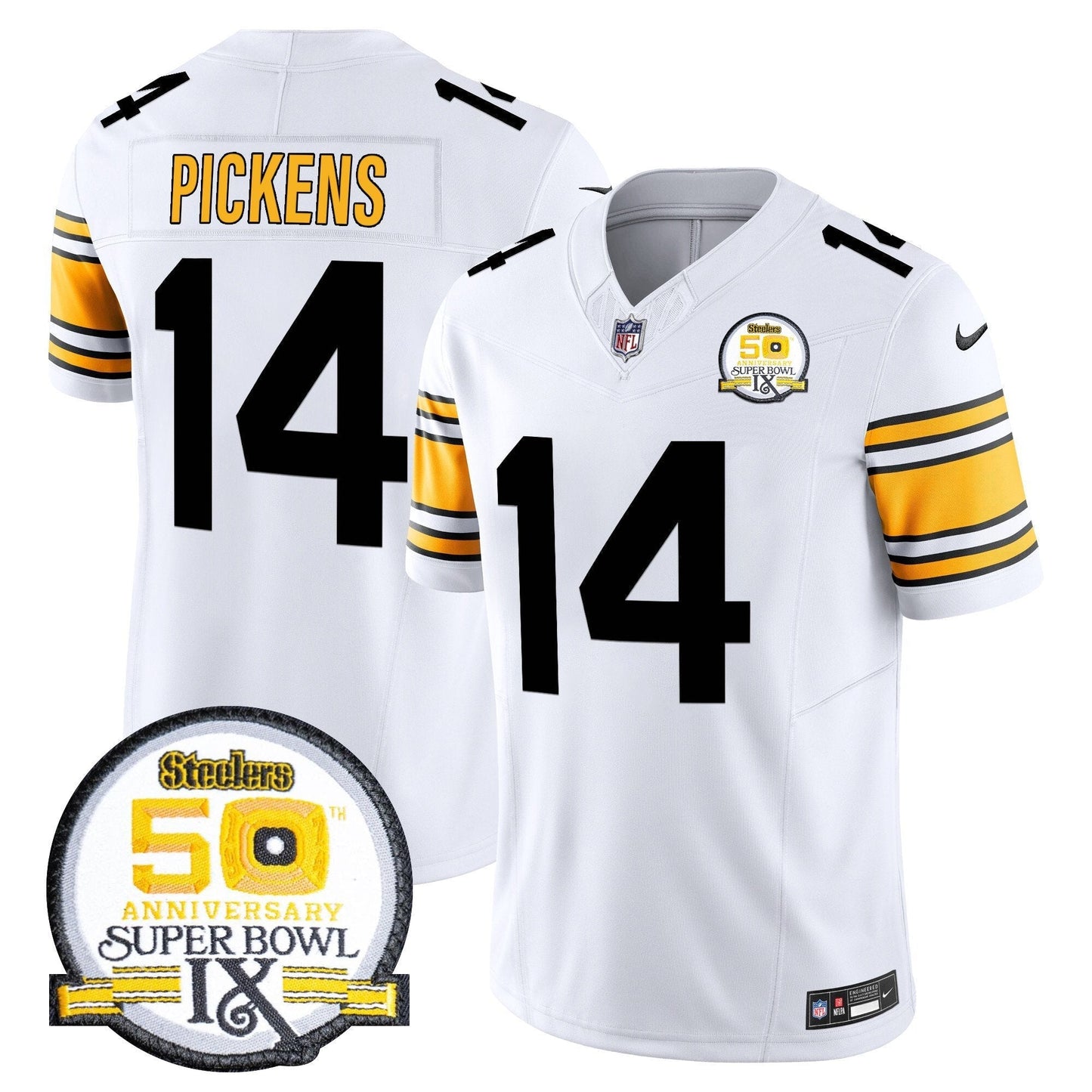 Steelers 50th Anniversary Of Super Bowl IX Patch Vapor Limited Jersey - All Stitched