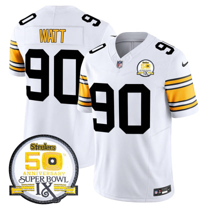 Steelers 50th Anniversary Of Super Bowl IX Patch Vapor Limited Jersey - All Stitched