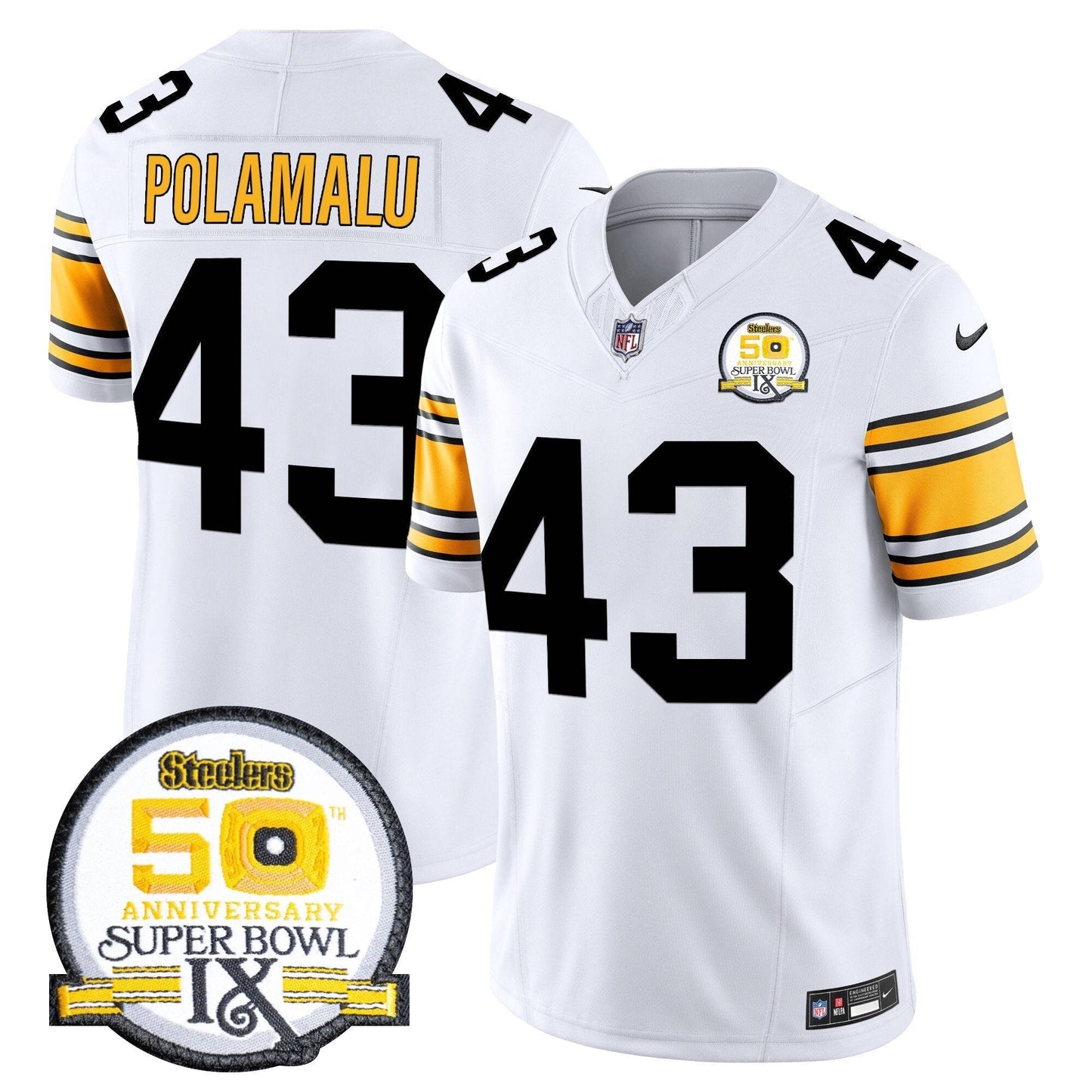 Steelers 50th Anniversary Of Super Bowl IX Patch Vapor Limited Jersey - All Stitched