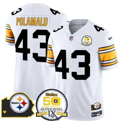 Steelers 50th Anniversary Of Super Bowl IX & Map Patch Vapor Limited Jersey - All Stitched