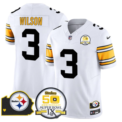 Steelers 50th Anniversary Of Super Bowl IX & Map Patch Vapor Limited Jersey - All Stitched