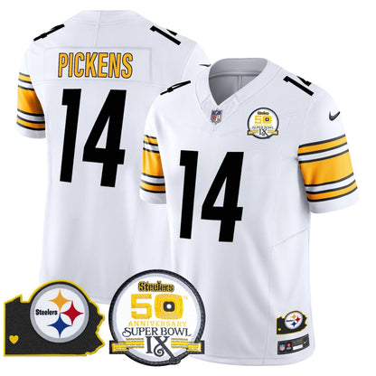 Steelers 50th Anniversary Of Super Bowl IX & Map Patch Vapor Limited Jersey - All Stitched