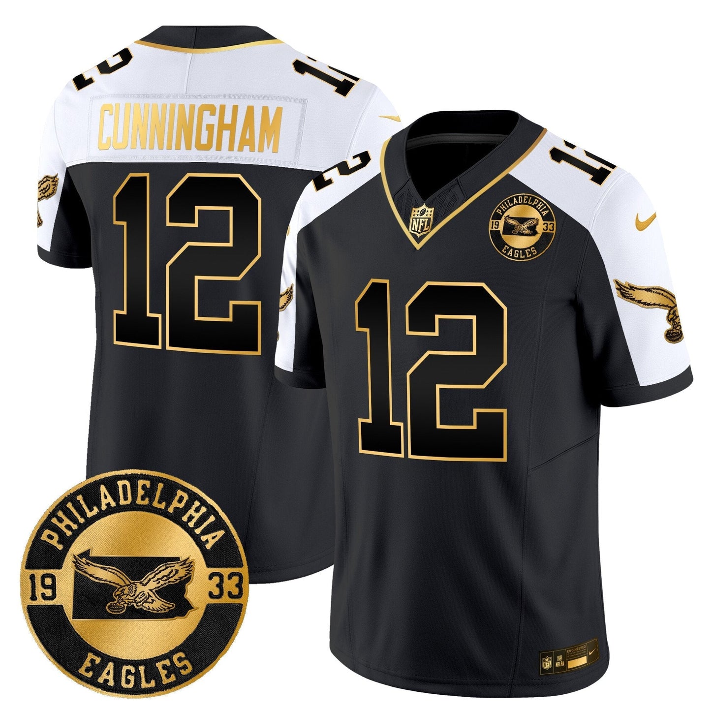 Philadelphia Eagles 2024 Throwback Gold Vapor Limited Jersey - Est. 1933 Patch - All Stitched