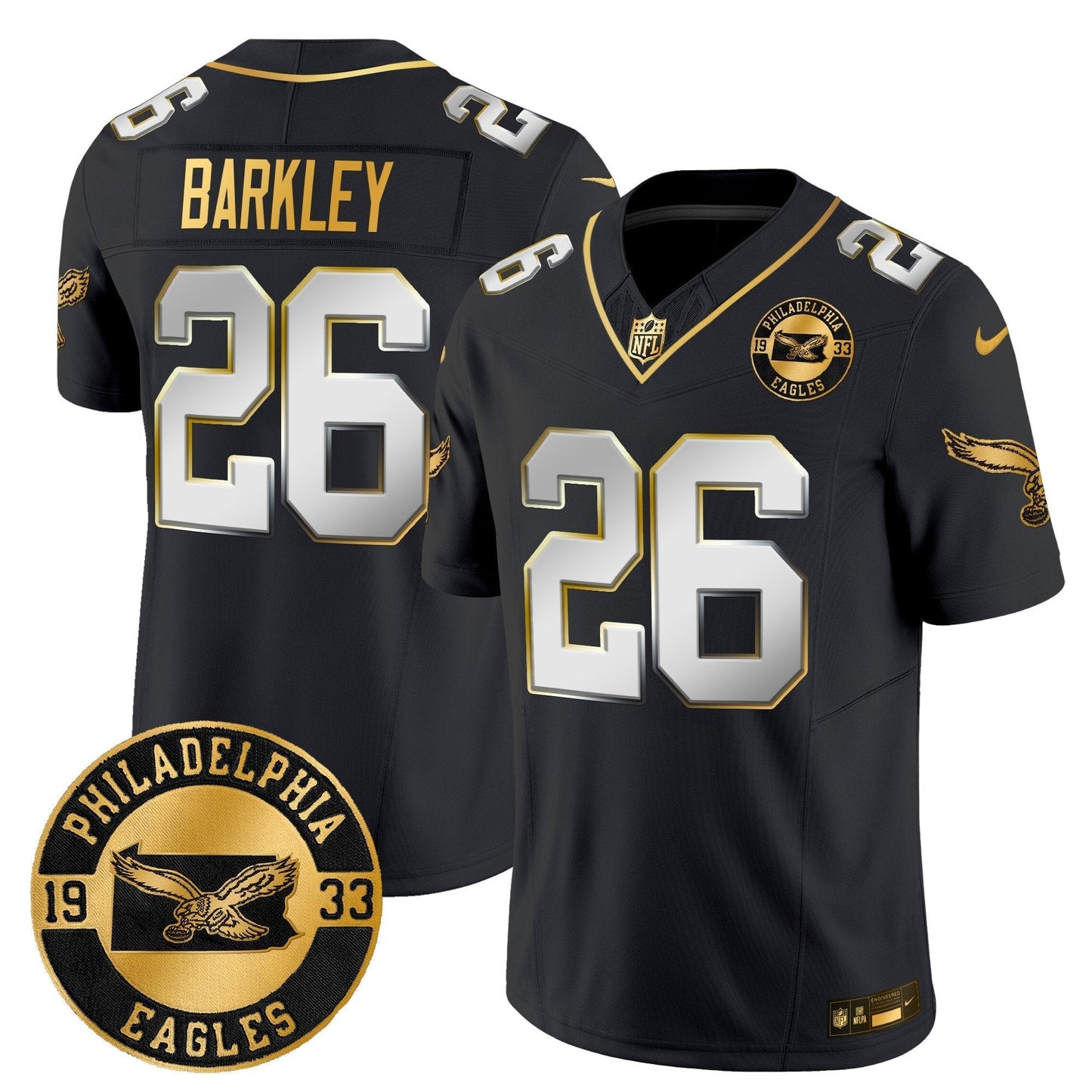 Philadelphia Eagles 2024 Throwback Gold Vapor Limited Jersey - Est. 1933 Patch - All Stitched