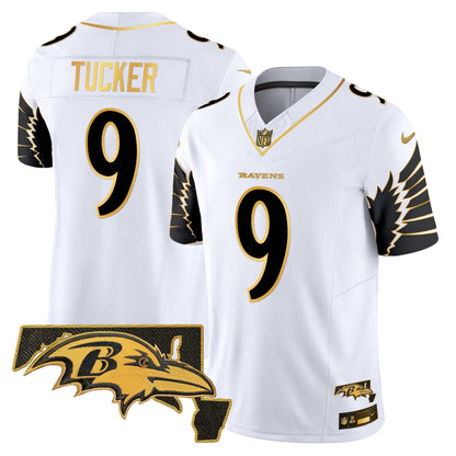Ravens Maryland Patch Gold Vapor Limited Jersey V2 - All Stitched