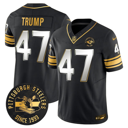 Pittsburgh Steelers Throwback 1933 Patch Gold Vapor Limited Jersey - All Stitched