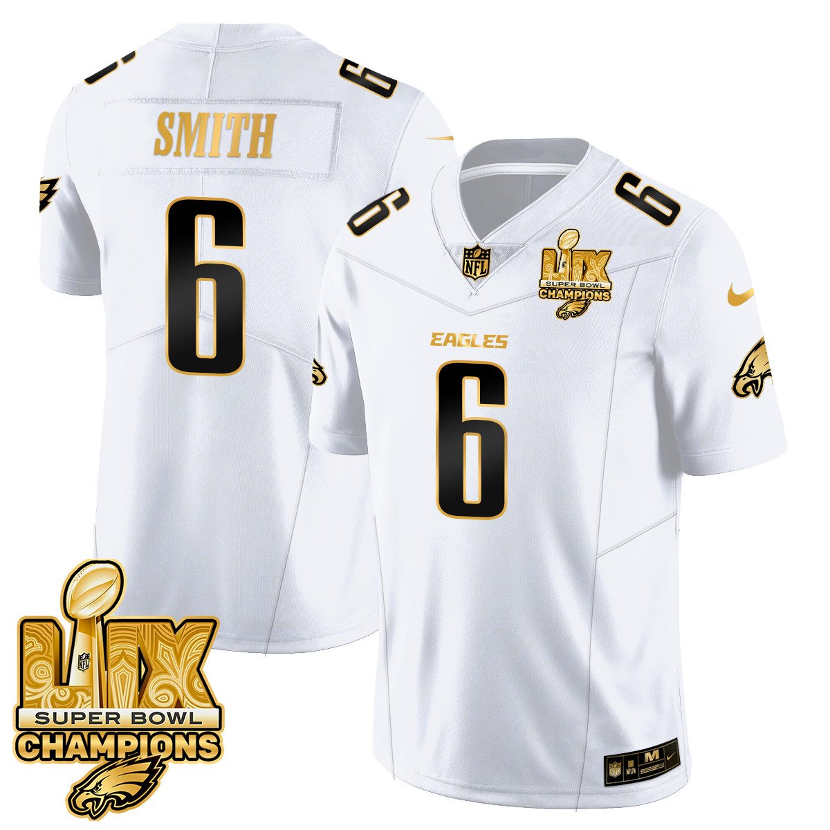 Philadelphia Eagles Super Bowl LIX Champions Gold Vapor Limited Jersey - All Stitched