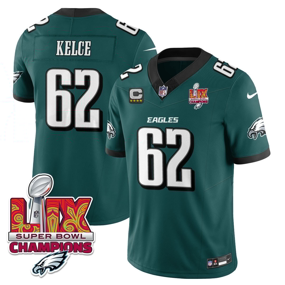 Philadelphia Eagles Super Bowl LIX Champions Gold Vapor Limited Jersey - All Stitched