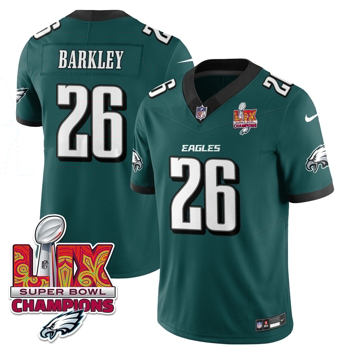 Philadelphia Eagles Super Bowl LIX Champions Gold Vapor Limited Jersey - All Stitched