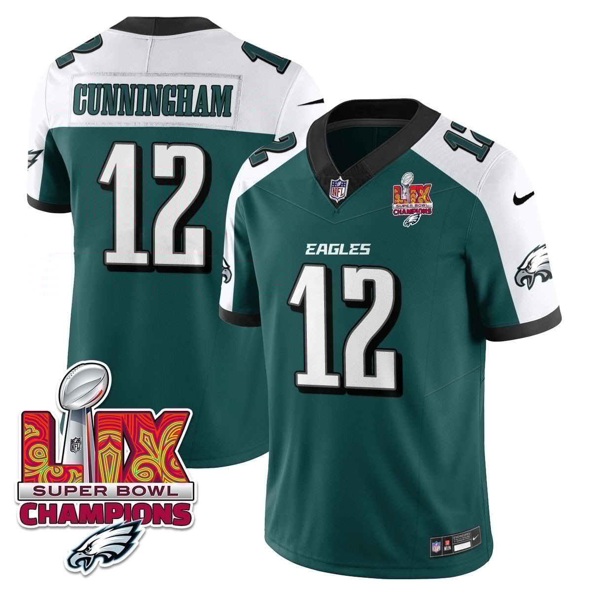 Philadelphia Eagles Super Bowl LIX Champions Gold Vapor Limited Jersey - All Stitched